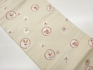 丸文に葉模様織出し名古屋帯